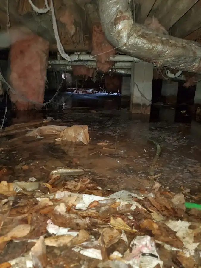 Crawl space flood assessment for Commercial Water Damage Restoration in Byron
